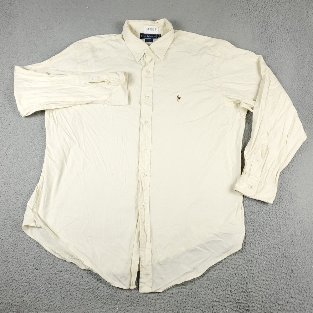 Ralph Lauren Mens 17 34/35 Yellow Yarmouth Dress Button Up Long Sleeve Shirt